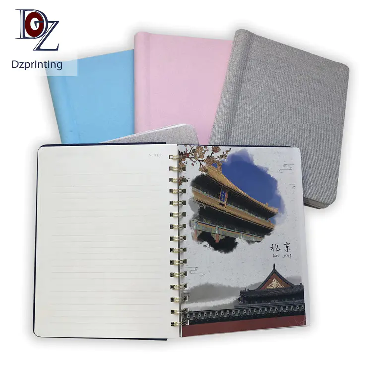 Chinese Style Linen Custom 2020 Planner Printing Notebooks Hardcover Invisible Spiral Planners Custom Notebook Manufacturer