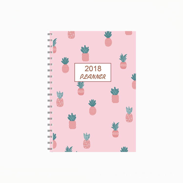 product-High Quality Cute Children Design Spiral Paper Cover Pink Pineapple Pattern Notebbok 2018 Pl-1