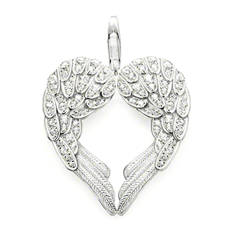 Big Silver Wing Heart Choker American Diamonds Necklace Set