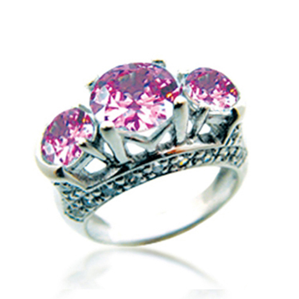 Three pink gemstone wholesale nepal silver rings jewelry