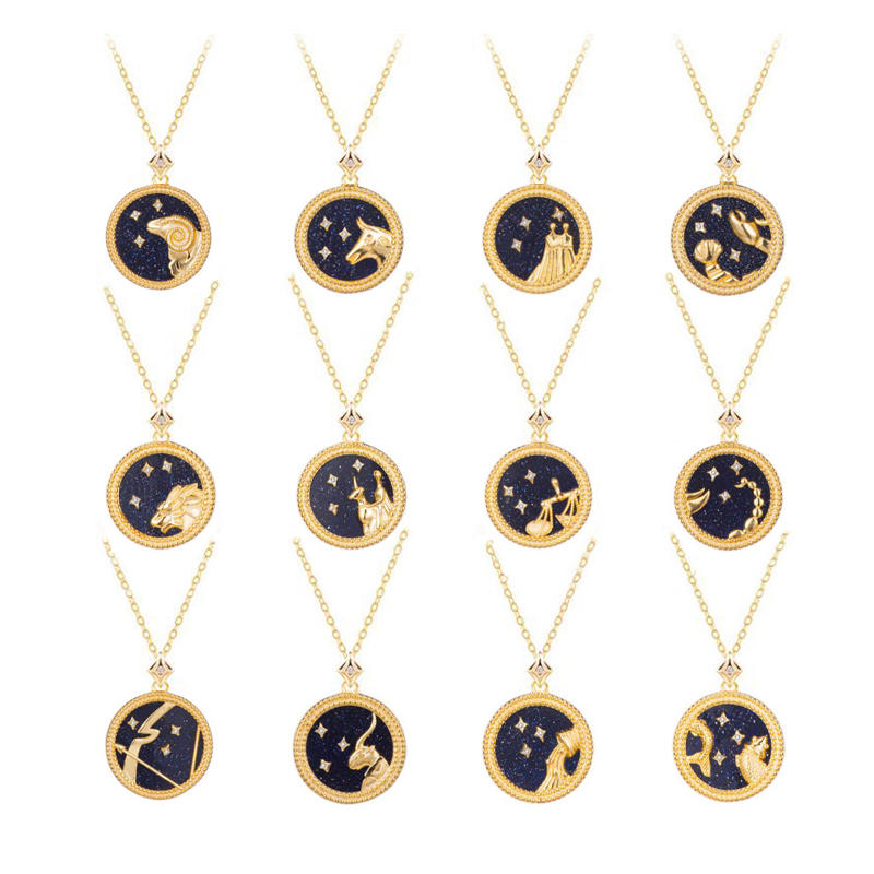 product-BEYALY-Golden Silver Horoscope Necklace, Universe Zodiac Sign Birthday Jewelry-img-2