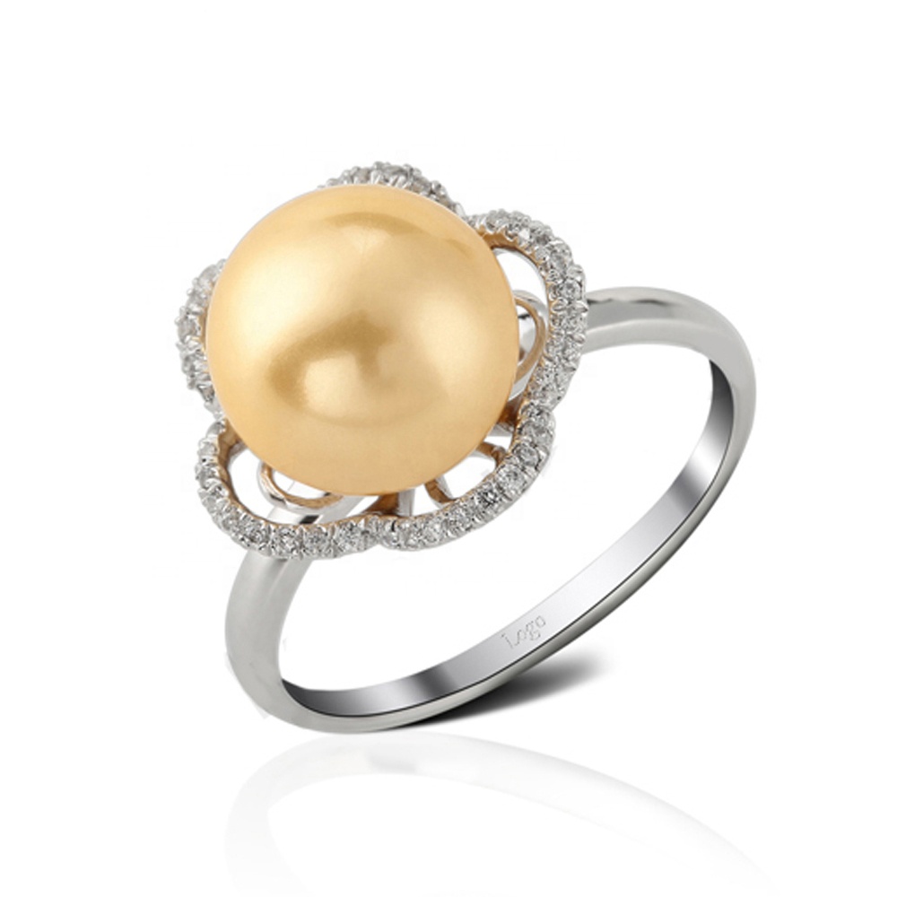 Elegant Pearl Silver Jewelry Engagement And Wedding Ring Women