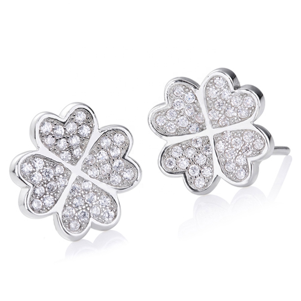 Hot Selling Four-Leaf Clover 925 Silver Earring Jewellery