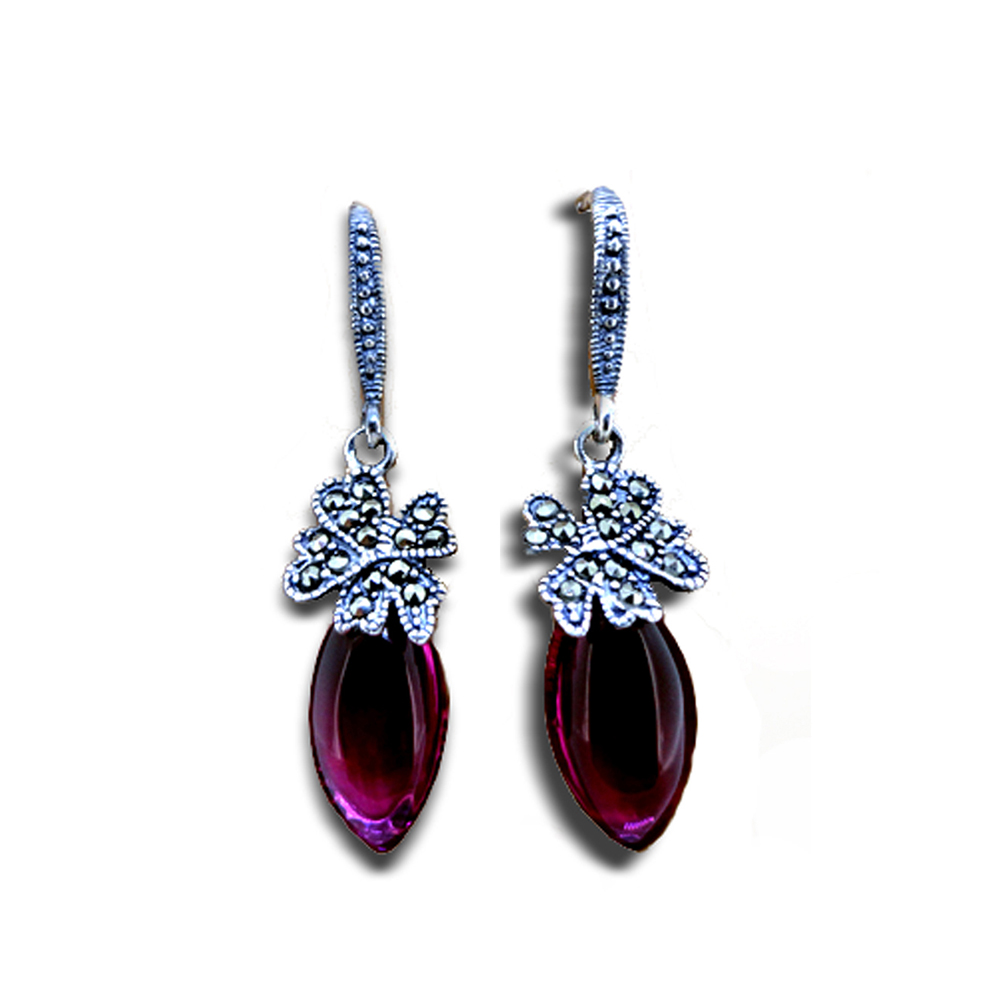 925 Silver Red Druzy Ladies Earrings Designs Pictures
