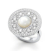 Good accessory round sun shape silver crown pearl ring