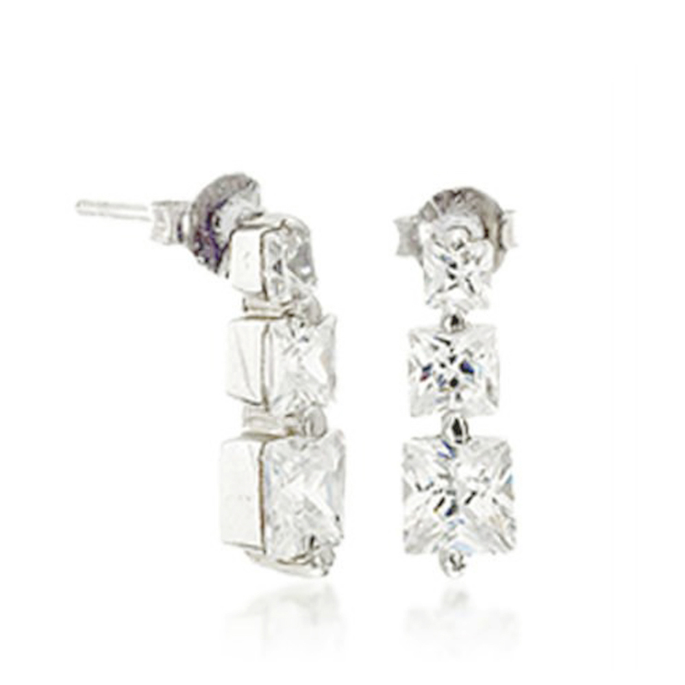Generous chic fashion stylish clear square silver dice earrings