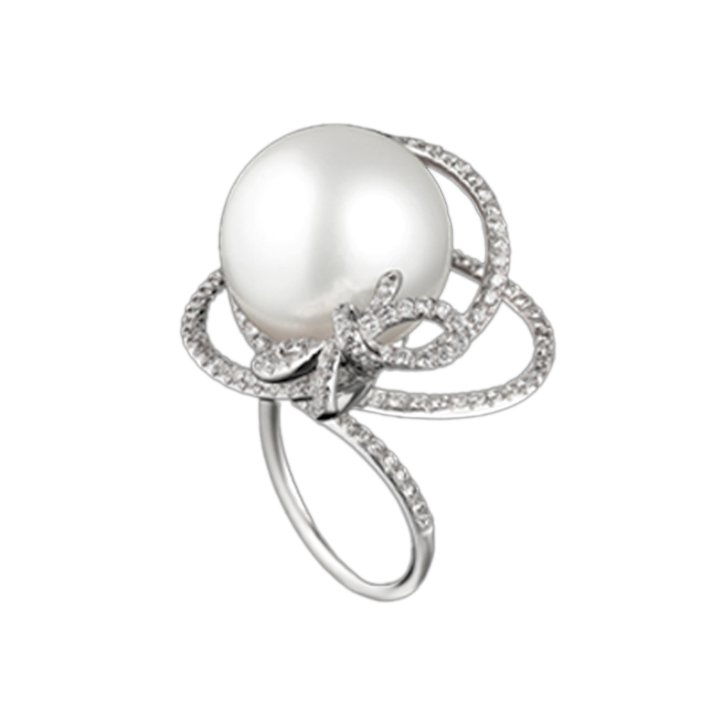 Refined And Intricate Design Pearl Chic Final Fantasy Silver Ring