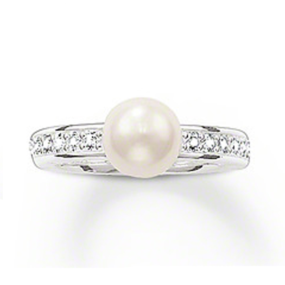 Prong setting cz silver handmade wholesale real pearl rings