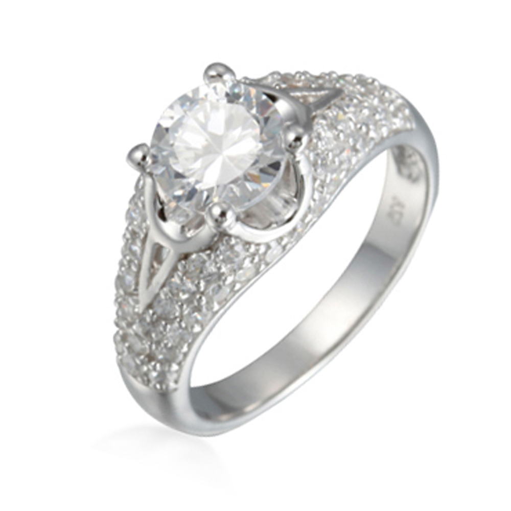 Flower Shape Design Silver Engagement Moissanite Ring
