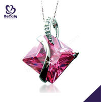 Romantic girls 925 silver charming pink large gemstone amethyst pendants