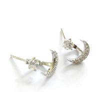 Lovely luxury tasteful fashion designer silver double c earrings