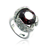 Sweet style garnet ruby silver alternative wedding rings