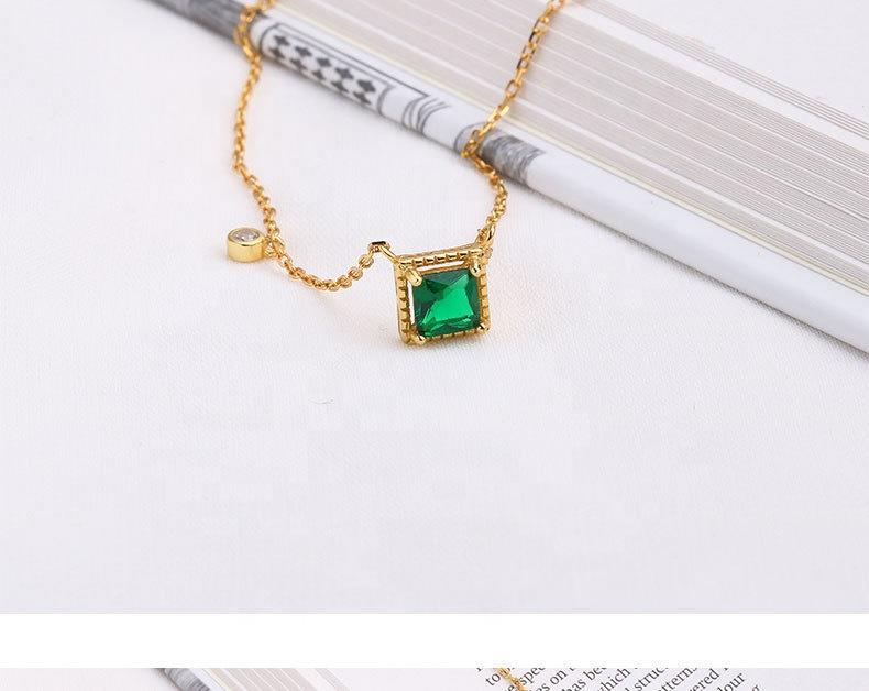 product-Simple and fashionable geometric cubic zirconia silver emerald turquoise pendants-BEYALY-img-3