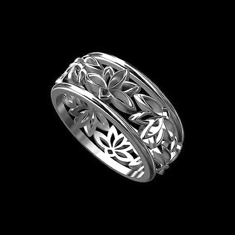 product-Custom 3D Free Design Lotus Flower Buddhist Symbol 925 Silver Ring-BEYALY-img-3