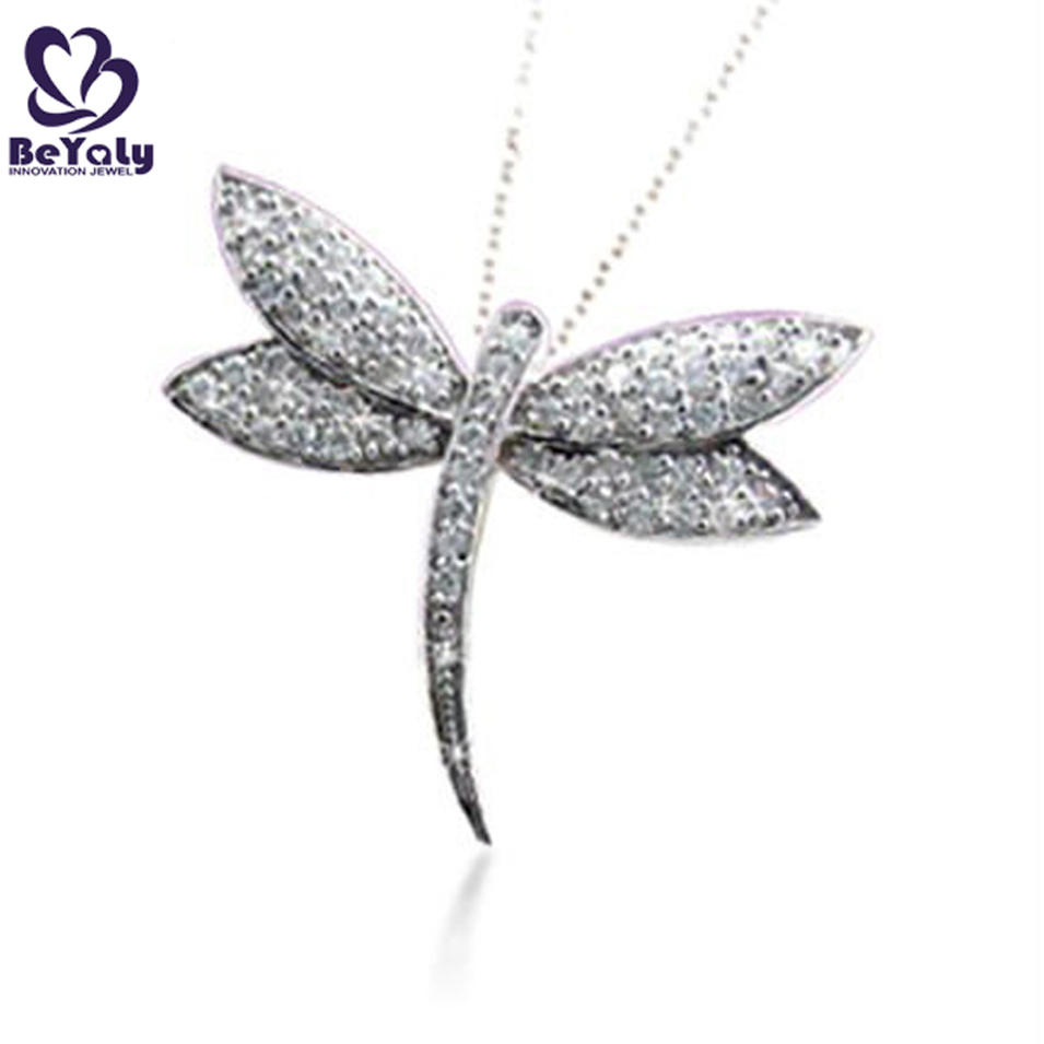Wholesale 925 silver cz jewelry dragonfly charm pendant necklace