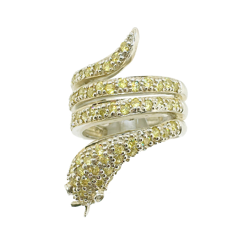 product-BEYALY-Hot sell 925 silver snake rings with yellow CZ-img-2