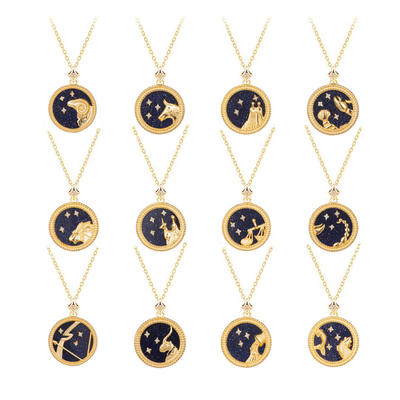 Round Blue Shell Star Series Birthday Zodiac Sign Necklace Design