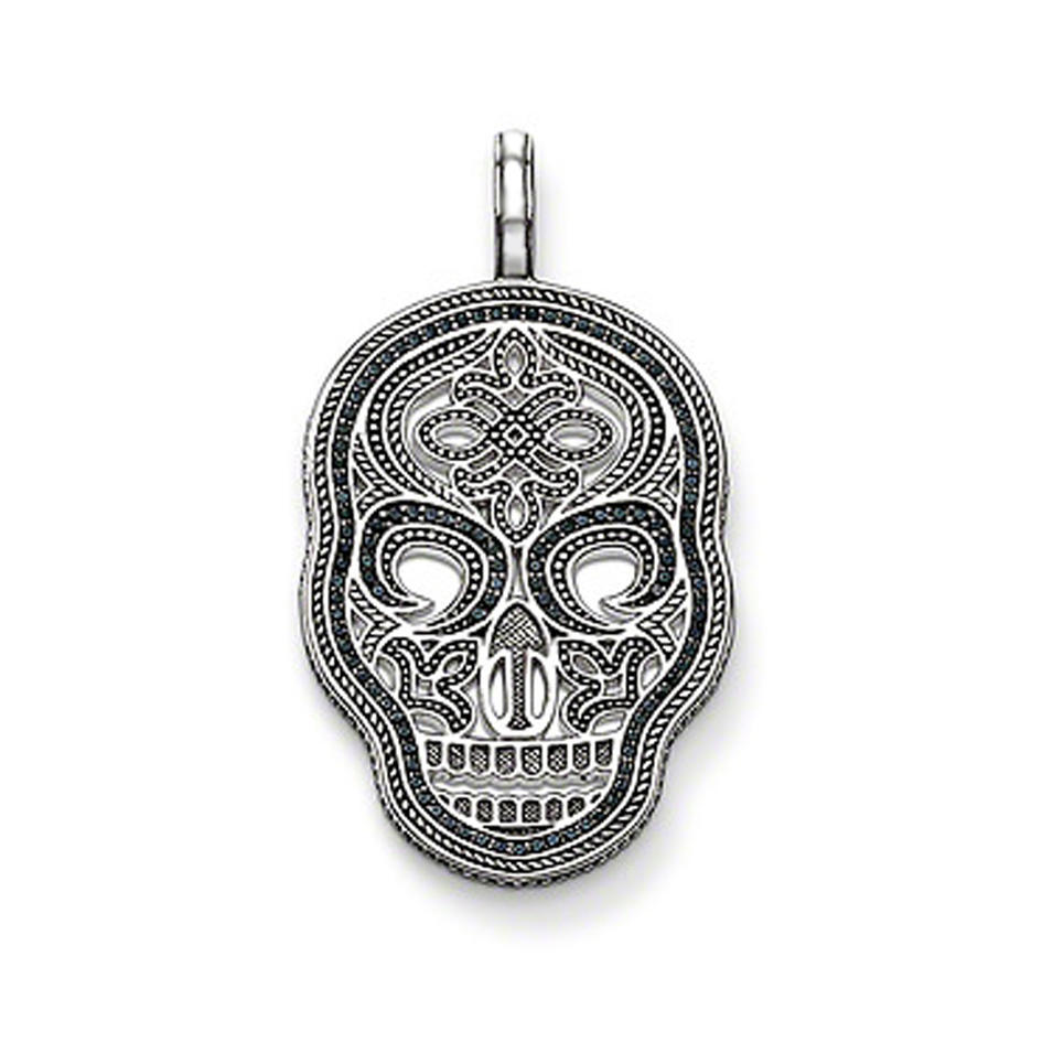 Hight quality silver skull engraved mexican costume jewelry