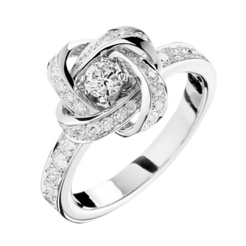 AAA CZ Knot Design Wedding Ring Pure Silver Jewelry Wholesale