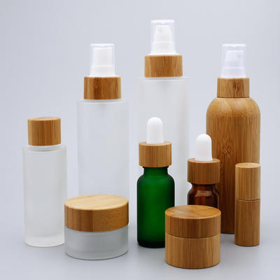 5g 15g 30g 50gGlass Cream Jar Essential Oil Bottle Bamboo Cosmetic Packaging