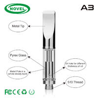 0.3ml 0.5ml 1ml A3 glass vape cartridge with .4/.7/.9/1.2/1.6mm oil holes size