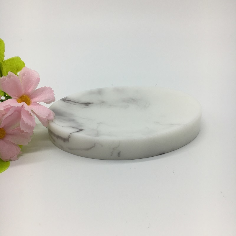 Oval White Marble 100% clear Resin Soap Dish