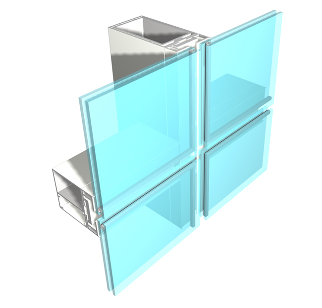 Economical System2 INx 4-1/4 IN to 7-3/4 INField Glazed Shear Block Construction Curtainwall