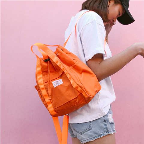 Summer hot sale solid color outdoor lady fashion mini drawstring backpack