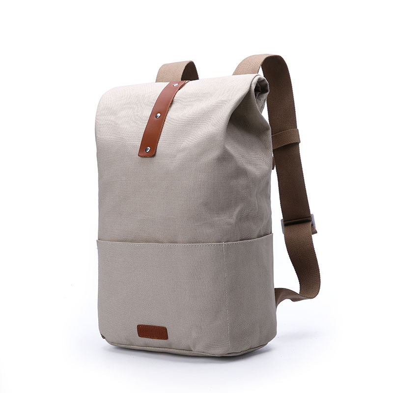 Roll Top Waterproof Durable Canvas Laptop Backpack Bag