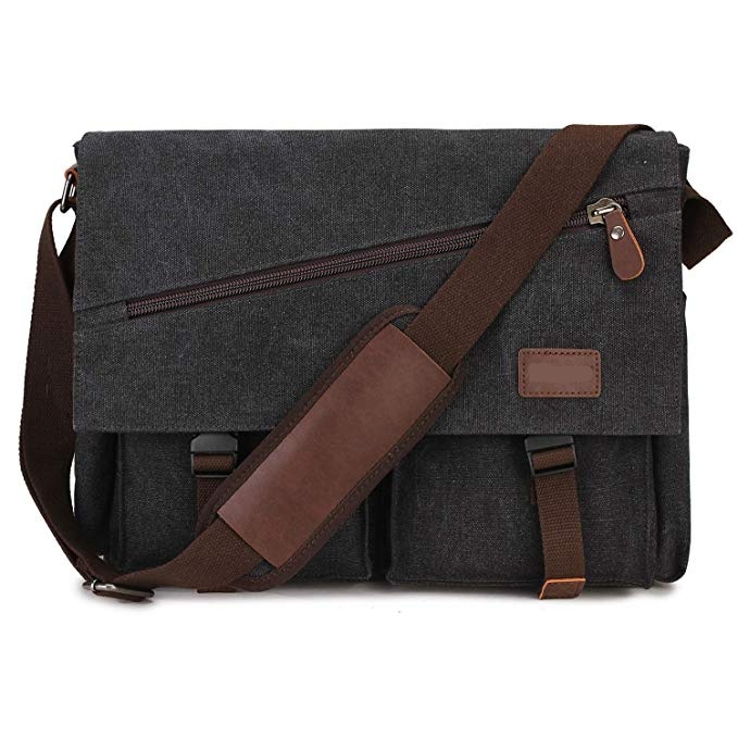 Men's waterproof canvas bag laptop briefcase business retro shoulder laptop bag