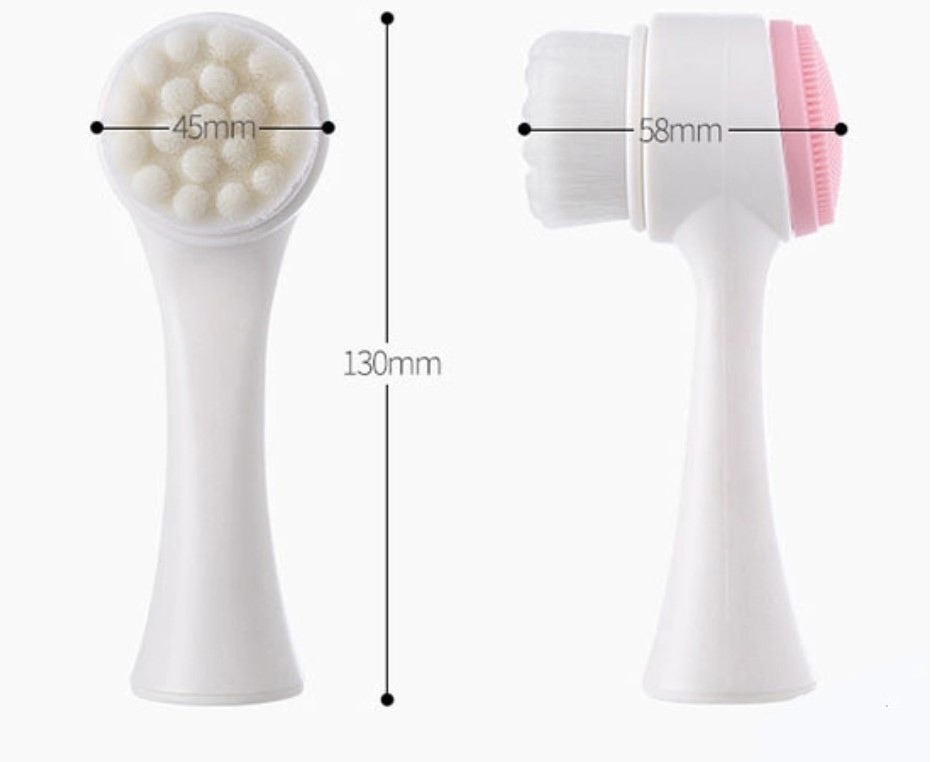 2 en 1 Portable Taille 3DFace Cleaning Massage ToolFace Cleansing Silicone Double Sides Facial Brush