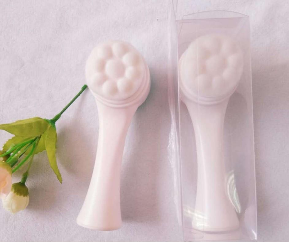 2 in 1 Portable Size 3DFace Cleaning Massage ToolFace Cleansing Silicone Double Sides Facial Brush
