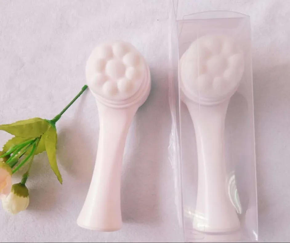 2 en 1 Portable Taille 3DFace Cleaning Massage ToolFace Cleansing Silicone Double Sides Facial Brush