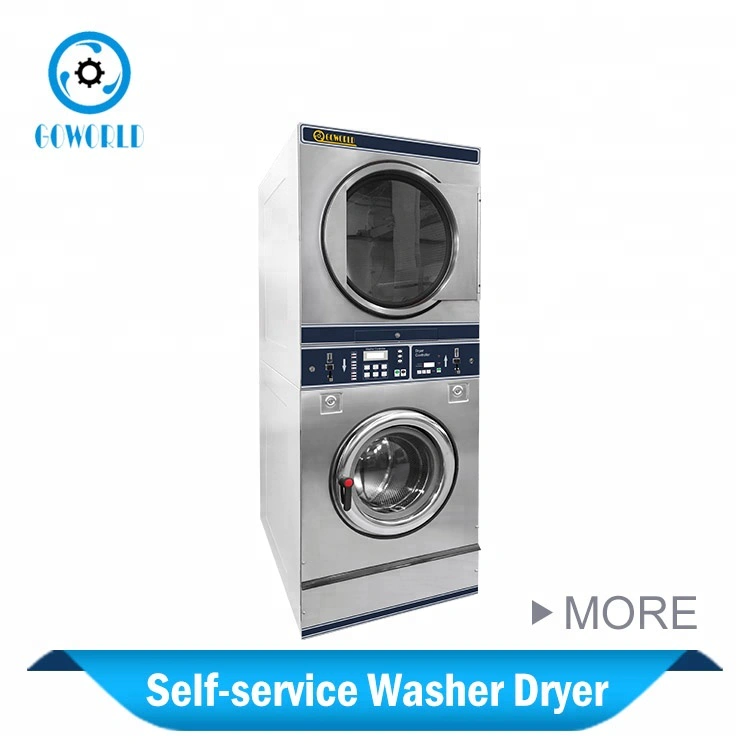 8KG coin operated stack washer dryer commercial laundry machine for Philippines market