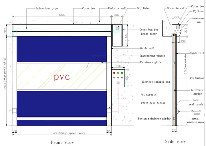 electric quick open shutter roll up door for PVC