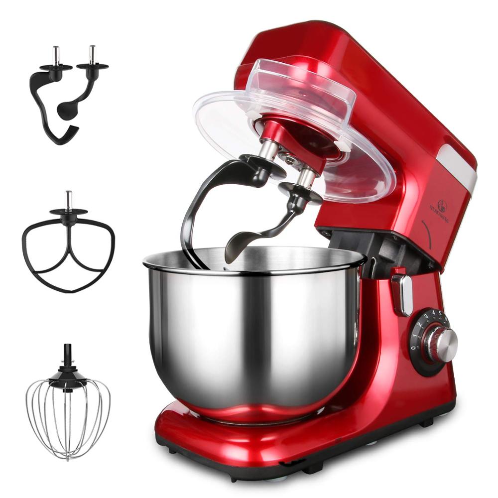 MURENKING 5.5L Dough Kneading Machine with Stainless Steel Bowl Flat Beater Hook mixer