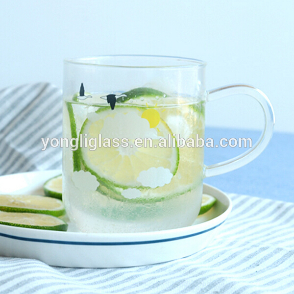 New product transparent juice glass, clear high borosilicate glass cup, heat-resistant milk glass with handle