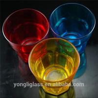 Custom sprayed color water glass/drinking glass vodka,colorful safety glass
