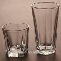 hot selling pentagon tempered glass cup for drinking juice champagne and water dedicated