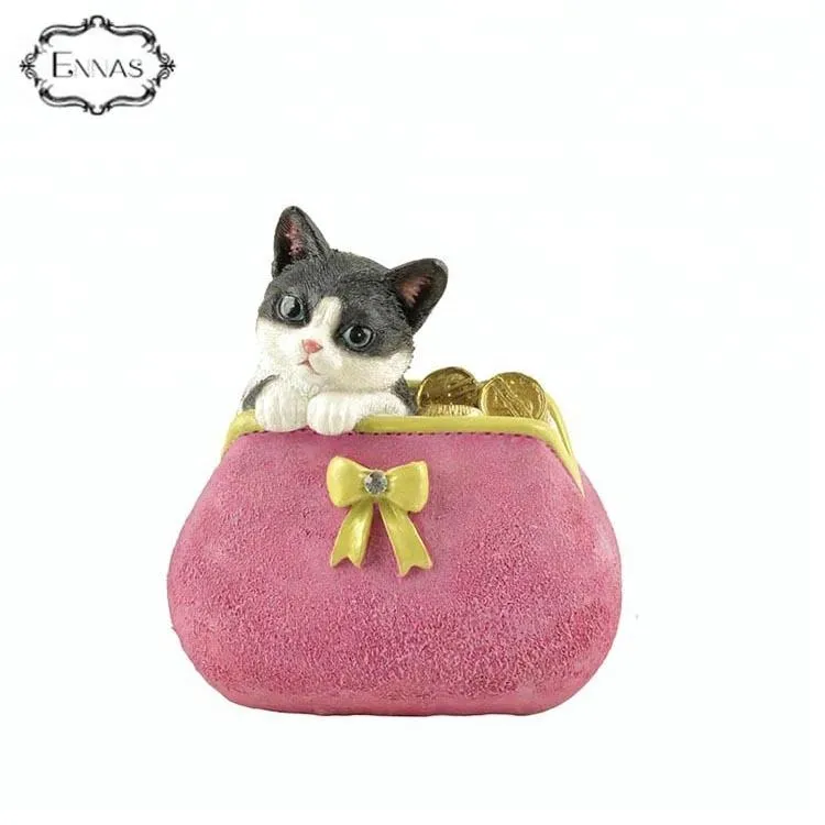 Eco-friendly Resin Cat Wallet Figurine with Good After-sale Service