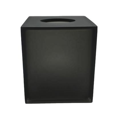 Square Matte Black Clear Resin Bathroom Complete Set Tissue Box for Star Hotel