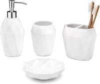 Lifestyle Home Reaction 4-Pieces Resin BathBathroom Accessory Set in Matt White Color For Home & Hotel