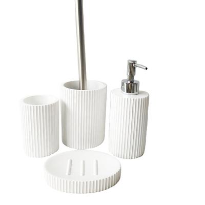 4 pieces Elegant White Resin Bathroom Accessories Set for EU market