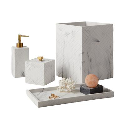 Elegant White Marble Sand Resin countertop Bath Accessories Sets