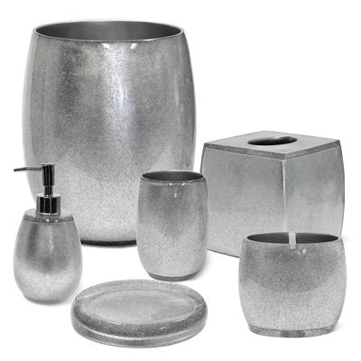 Silver Modern 100% Clear polyresin Bathroom Accessories Set
