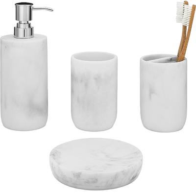 Fashion bathroom accessories eco-friendly and natural resin bathroom bath set