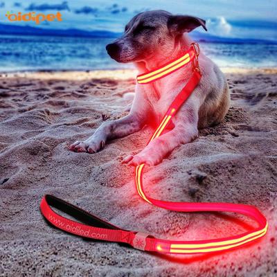 Amazon Top Sell 2019 Rechargeable Dog Collar Light Up Led Dog Leash Colorful Design Pet Supplies