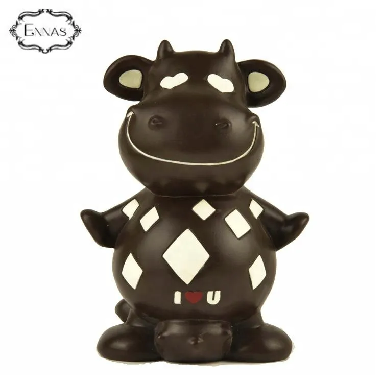 Customized size polyresin money box brown cattle piggy piggy bank