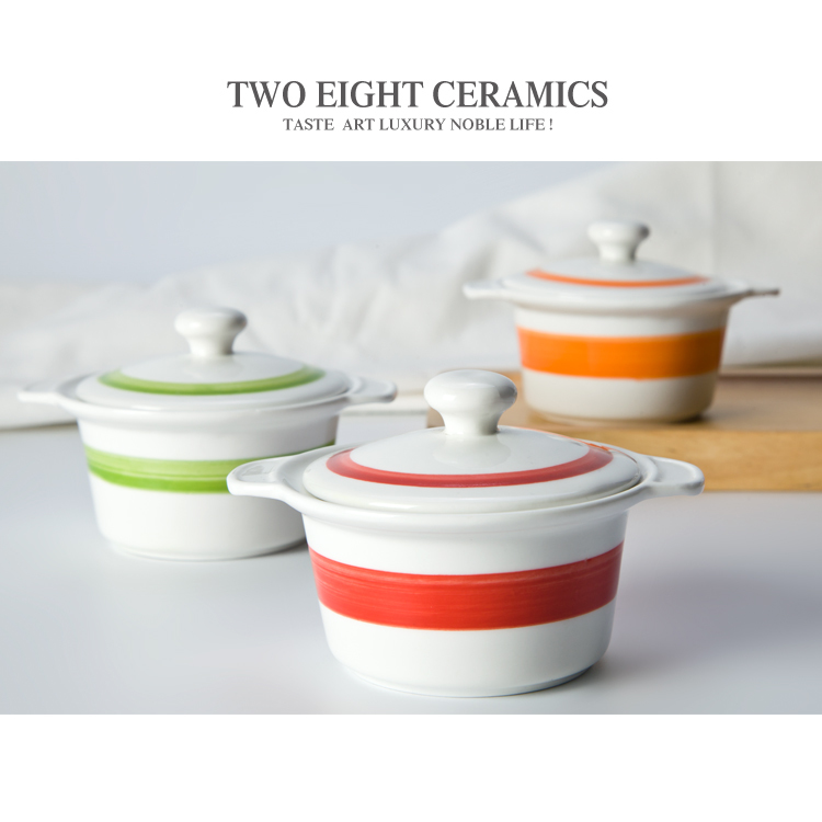 small microwave soup bowl with lid and handle dessert bowl-Two Eight