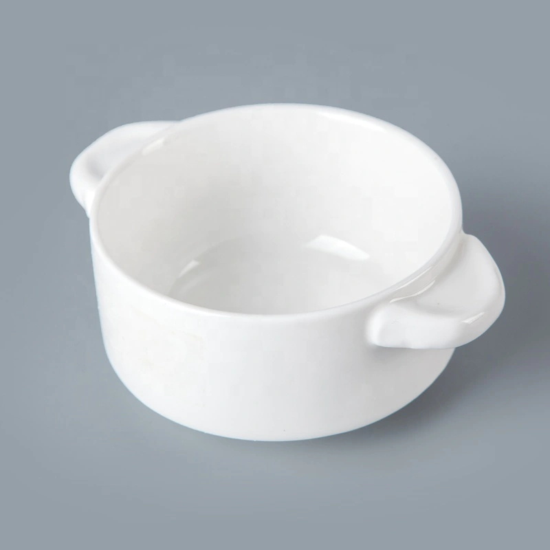Fresh Look Ceramic Tableware For Hotel Handled Soup Cup, Restaurant Hotel Supplies Ceramic Soup Bowl&